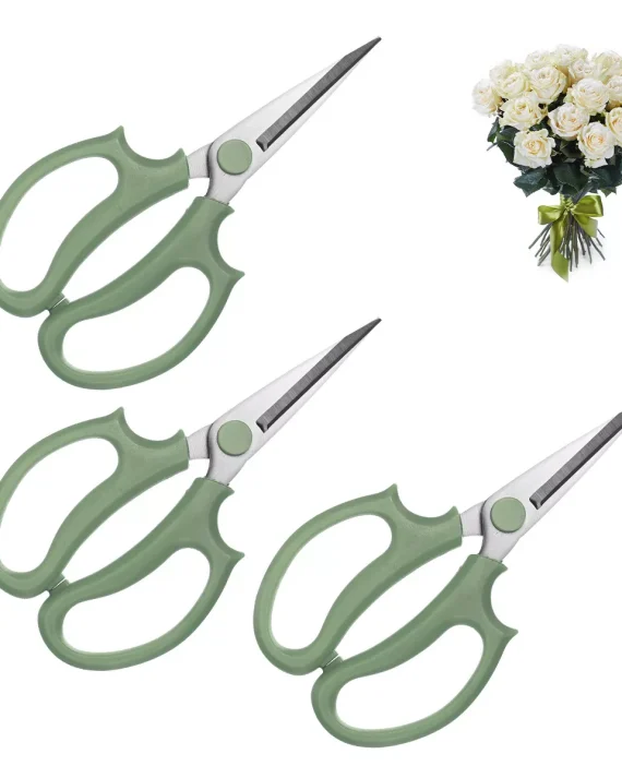 Unique Bargains Stainless Steel Garden Comfortable Grip Flower Pruning Scissor 3Pcs