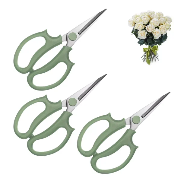 Unique Bargains Stainless Steel Garden Comfortable Grip Flower Pruning Scissor 3Pcs