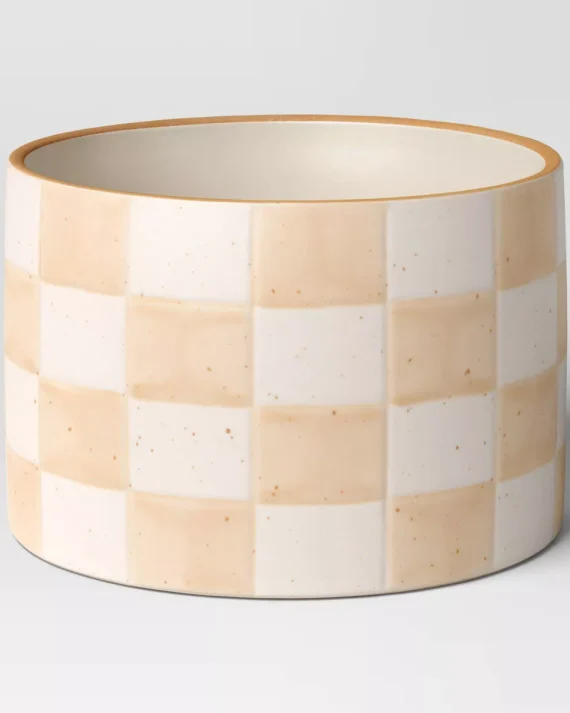 Checker Stoneware Indoor Outdoor Planter Pot