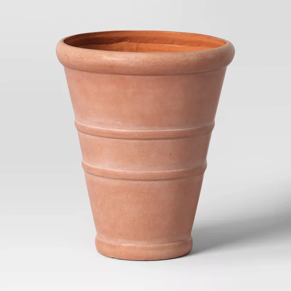 Classic Ribbed Composite Indoor Outdoor Planter Pot Terracotta Pink